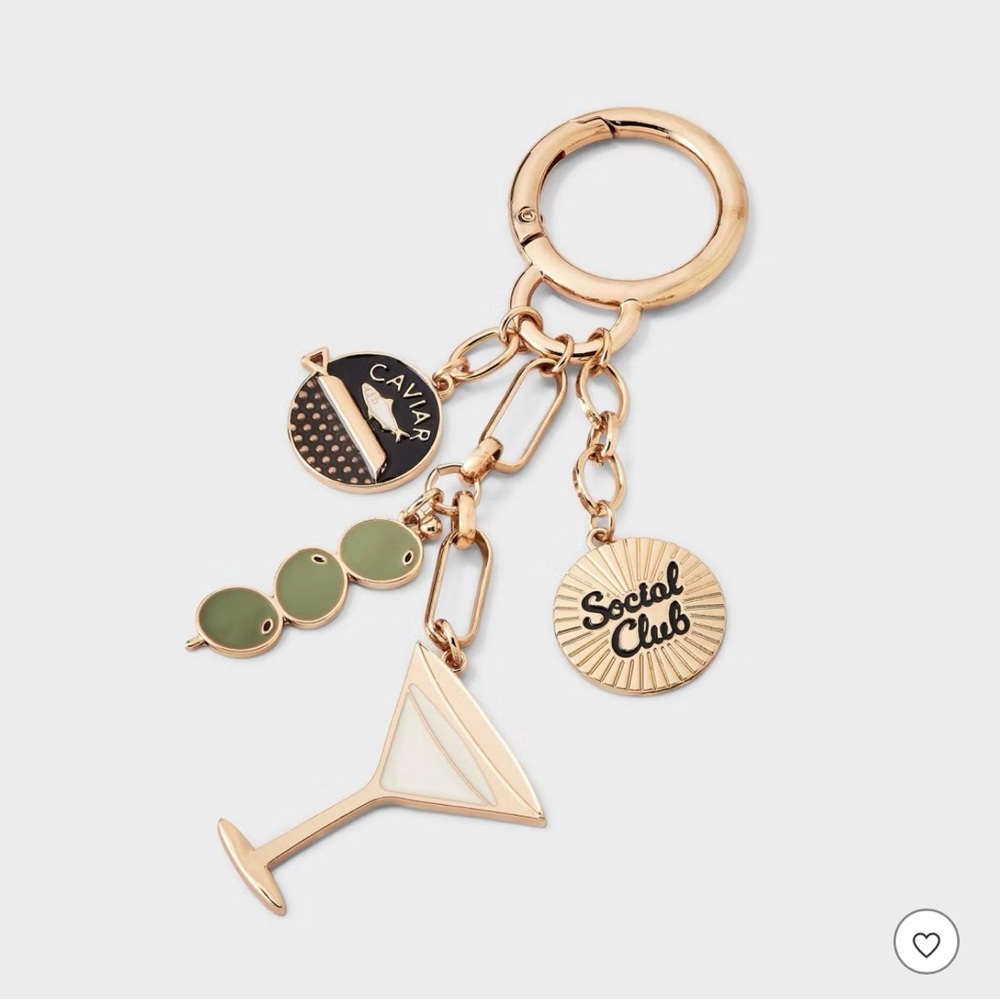 Martini Gold Keychains Charms